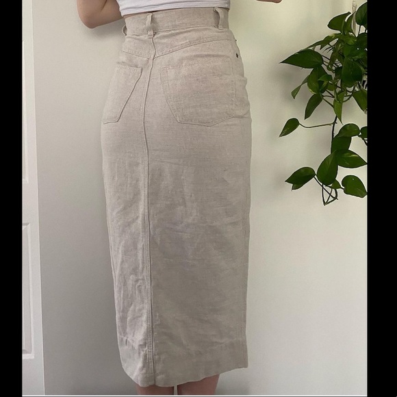 Vintage Linen Midi Skirt - Picture 3 of 10